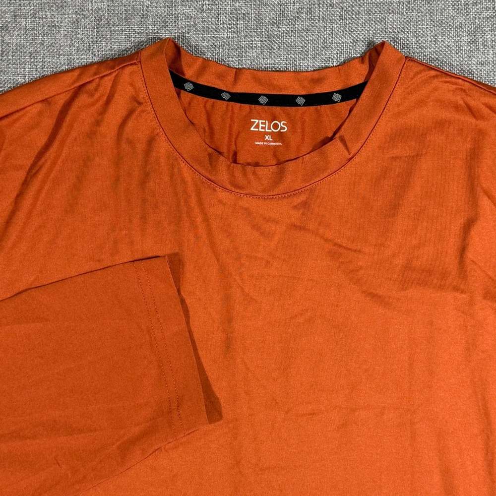 Zelos Performance Long Sleeve Shirt Mens XL Orange Athletic Activewear Gym Top